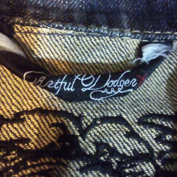 Artful Dodger (DEATH OF A CRAFTSMAN) Raw Blue Embroidered Denim Jacket Men's 2XL - Picture 9 of 16